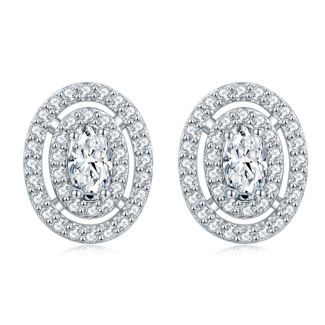 Oval Halo Stud Earrings